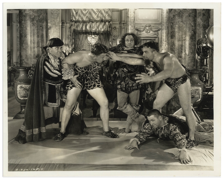 10 x 8 Glossy Photo From the 1935 Three Stooges Film Restless Knights -- Very Good Condition